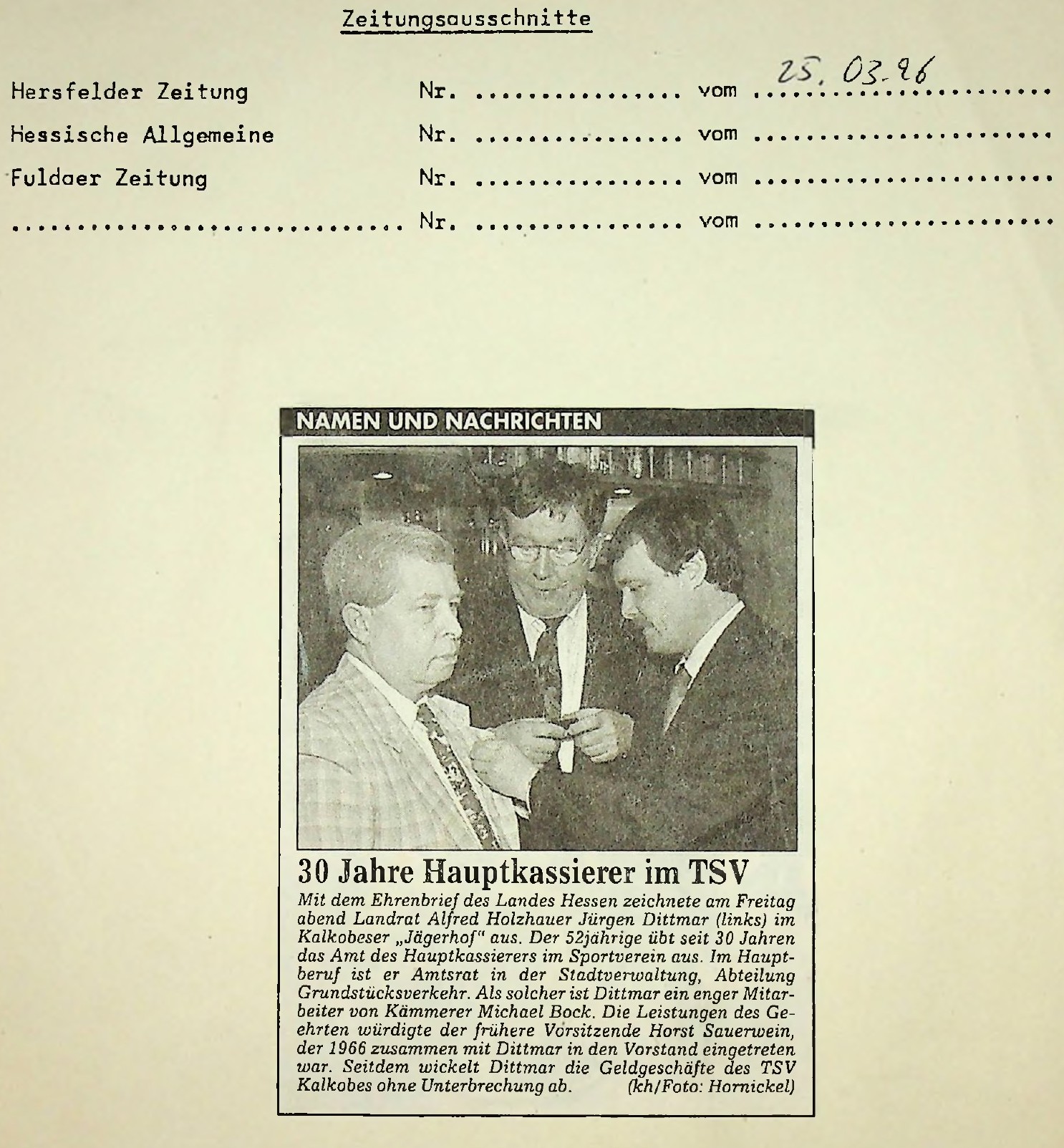 30 Jahre Hauptkassierer (1999)